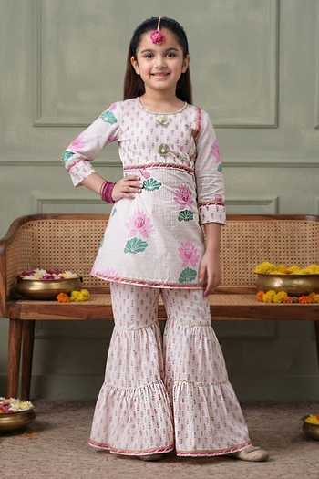 Petite Pomme Floral Print Kurta & Gharara Set 