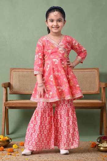 Petite Pomme Floral Print Kurta & Sharara Set 