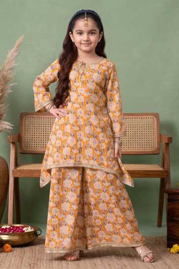 Petite Pomme Floral Print Kurta With Palazzo 