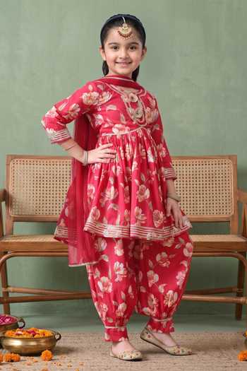 Petite Pomme Floral Print Kurta Pant Set 