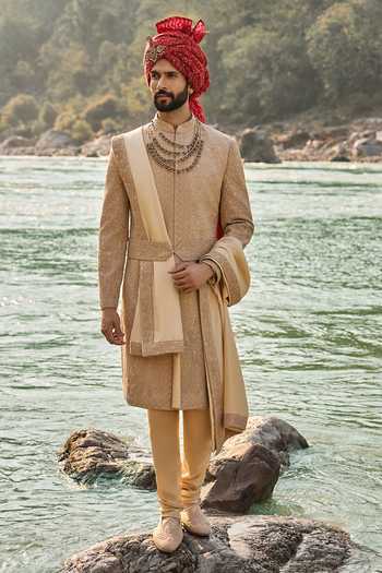 Nitika Gujral Mocha Heritage Sherwani Set 