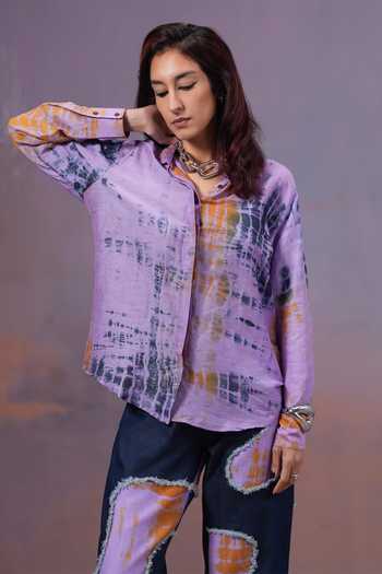 Ananya Agrawal Label Hand Dyed Shibori Shirt 