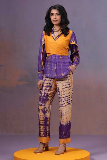 Ananya Agrawal Label Jamun Shirt & Shibori Trouser Co-Ord Set 