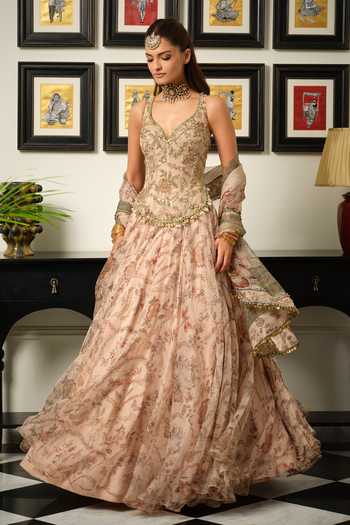 Mahima Mahajan Malaika Embroidered Corset Anarkali With Dupatta 