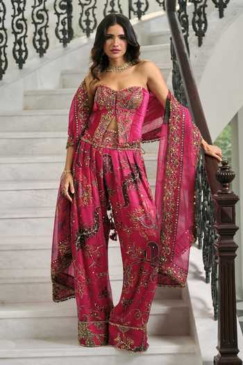 Mahima Mahajan Ulfat Embroidered Corset Farshi Pant Set 