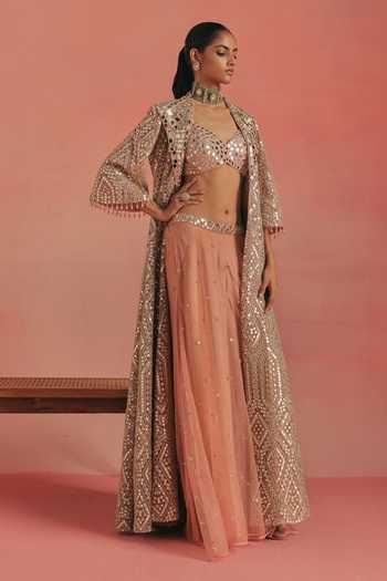 Twenty Nine Mirrorwork Flared Draped Skirt Pant