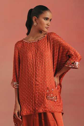 Twenty Nine Placed Embroidered Bandhani Tunic 