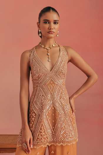 Twenty Nine Embroidered Backless Peplum Tunic 