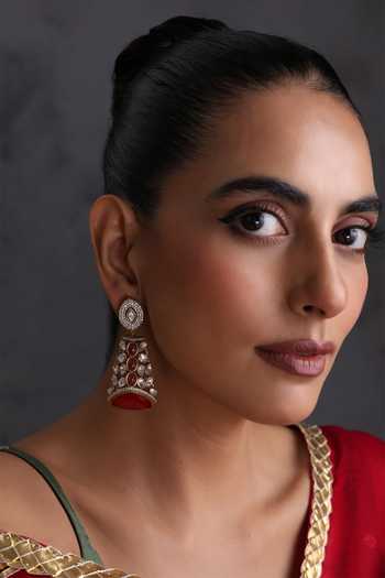 Swabhimann Ruby & Polki Studded Earrings 