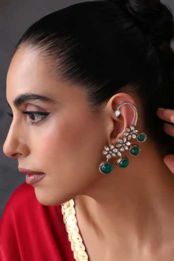 Swabhimann Emerald & Polki Pair of Ear Cuffs 