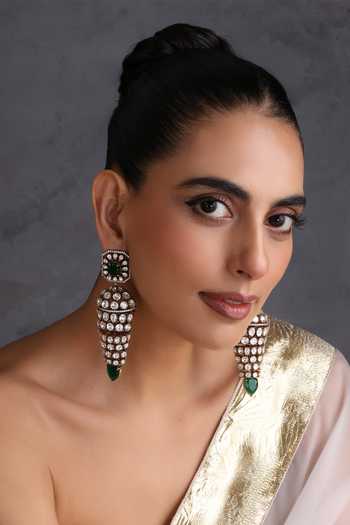 Swabhimann Emerald & Polki Studded Jhumka Earrings 