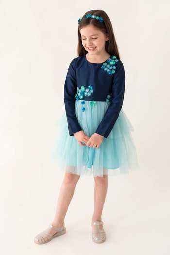 A Little Fable Full Sleeves Peony Dress 