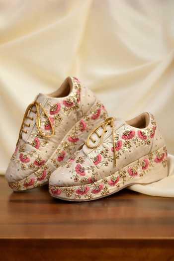 Around Always Daisy Embroidered Wedge Sneakers 