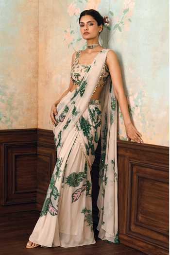 Paulmi And Harsh Teresa Printed Pre-Draped Saree With Blouse 