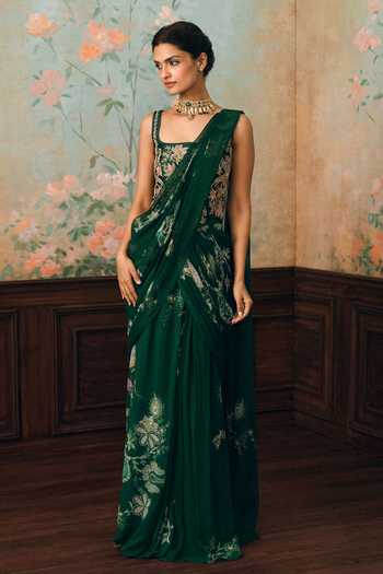 Paulmi And Harsh Sofia Pre-Draped Saree With Embroidered Corset 
