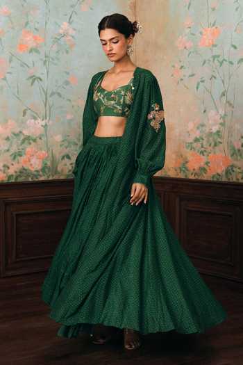Paulmi And Harsh Fallon Embroidered Jacket Skirt Set 