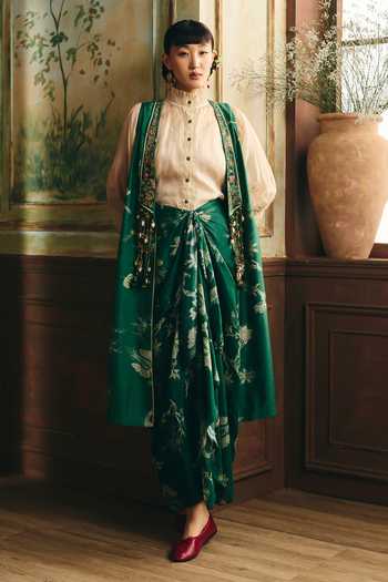 Paulmi And Harsh Serein Printed Jacket Skirt Set