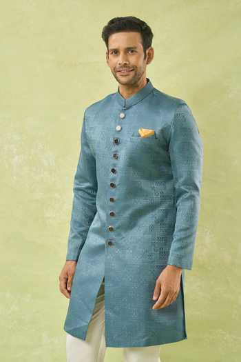 Arihant Rai Sinha Geometric Woven Sherwani & Polo Pant Set 