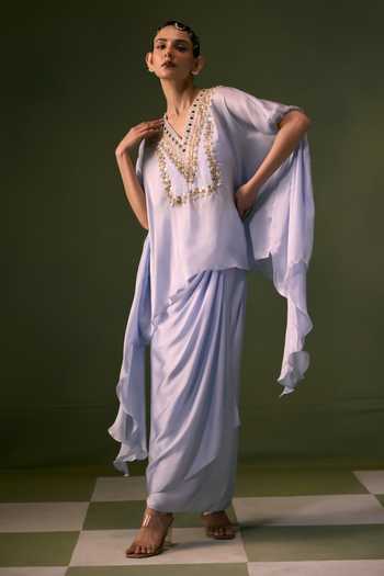 Prahnaaya Embroidered Top With Wrap Skirt 
