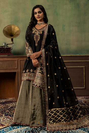 Ronak's Couture Zardozi Embroidered Kurta Gharara Set 