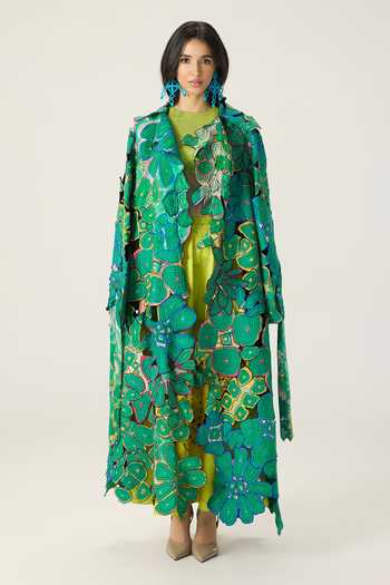 Saaksha & Kinni Briar Floral Hand Embroidered Trench Coat