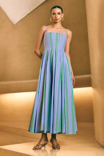 House Of Fett Strappy Maxi Striped Dress 