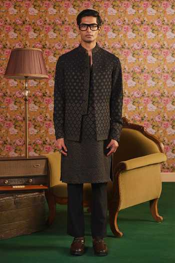 Jorah Men Banana Crepe Nehru Jacket Kurta & Pant Set 