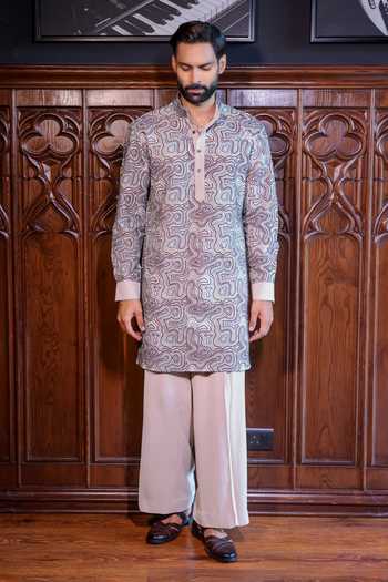 Jorah Men Geometric Pattern Kurta Set 