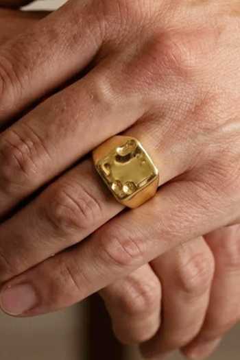 Arvino Iron Crater Gold Signet Ring 