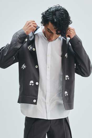 Saphed Pebble Embroidered Stand Collar Jacket 