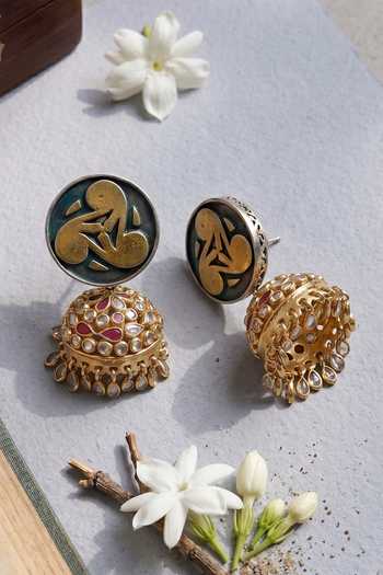 Sangeeta Boochra Artisan Dual Tone Statement Earrings 