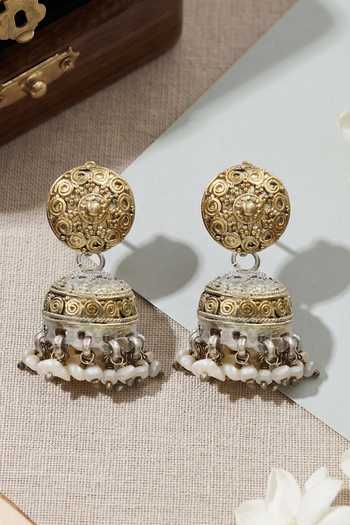 Sangeeta Boochra Bohemian Dual Tone Jhumka Earrings 