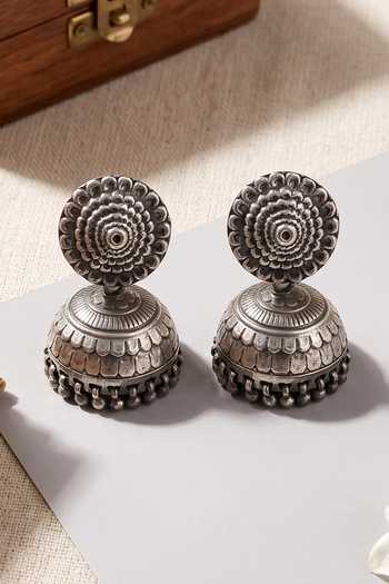 Sangeeta Boochra Statement Oxidised Jhumka Earrings 