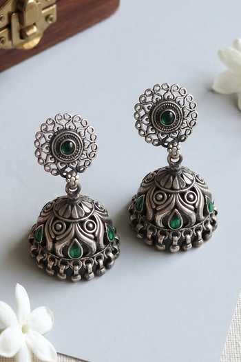 Sangeeta Boochra Tribal Oxidised Jhumka Earrings 