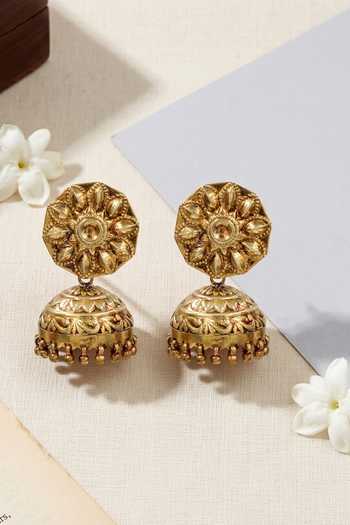 Sangeeta Boochra Floral Motif Jhumka Earrings 