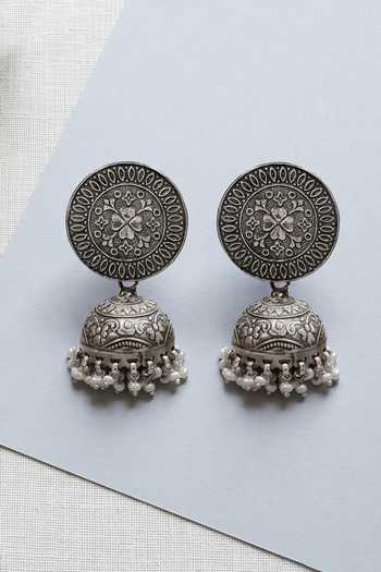 Sangeeta Boochra Pearl Drop Jhumka Earrings 