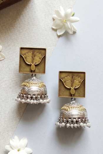 Sangeeta Boochra Pearl Embellished Jhumka Earrings 
