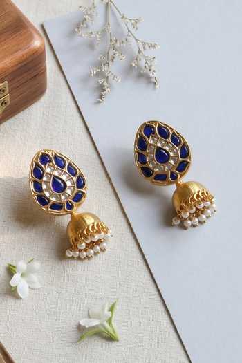 Sangeeta Boochra Kundan Embellished Jhumka Earrings 