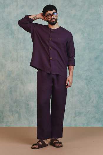 Saphed Plum Linen Lounge Pant 