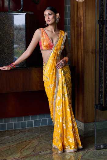 Cedar & Pine Toran Printed Saree & Blouse Set 