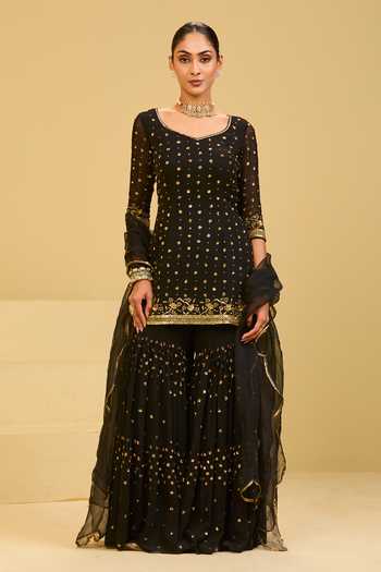Esha Koul Black Kurta Sharara Set