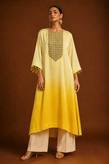 Afriya Yoke Embroidered Kaftan & Pant Set 