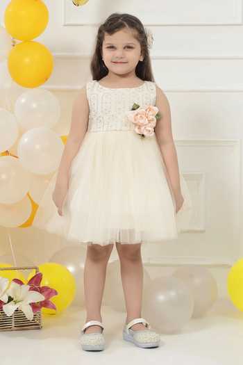 Little Bansi Floral Embroidered Frock Dress