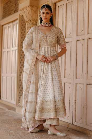Sheetal Batra Nafees Embroidered Kalidar Anarkali Set 