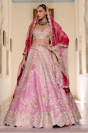 Osaa By Adarsh Rosaline Pink Mulberry Silk Bridal Lehenga Set 