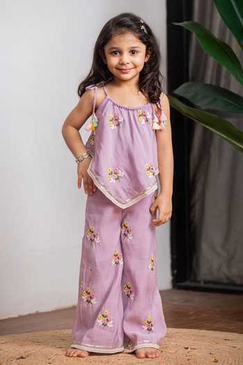 Lil Angels Chanderi Top & Pant Set 