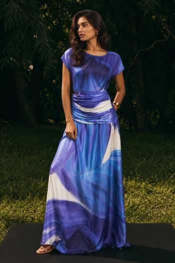 Poppi Ciel Abstract Print Maxi Dress 