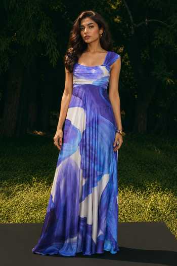 Poppi Pleated & Printed Maxi Dress 