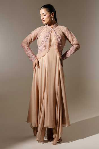 K-Anshika Embroidered Jacket & Dress Set 