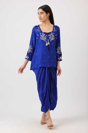 Vidushi Gupta Hand Embroidered Kurta & Draped Skirt Set 